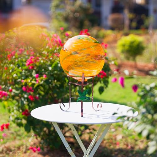 10 Inch Glass Gazing Ball with 9.4" H Metal Stand