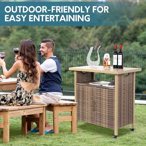 Outdoor Indoor Storage Cabinet with Rolling Wheels