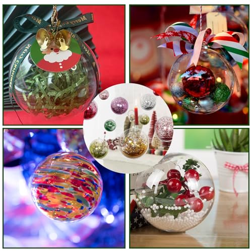 20PCS Clear Plastic Christmas Ornaments Balls for Crafts DIY Decor