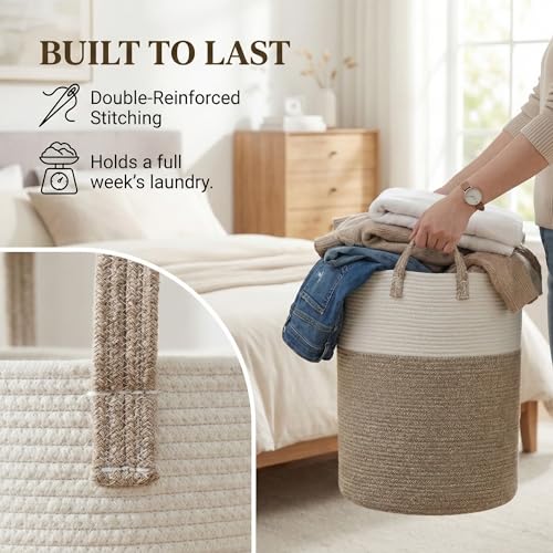 100L Cotton Rope Laundry Basket Hamper