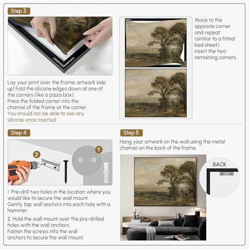 36"x46" Extra Large Framed Wall Art Vintage Landscape with Trees and Distant Horizon for Home Living Room Bedroom