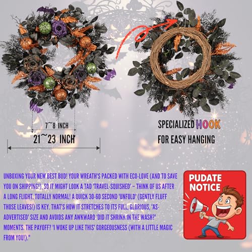 22 Inch Halloween Wreath for Front Door