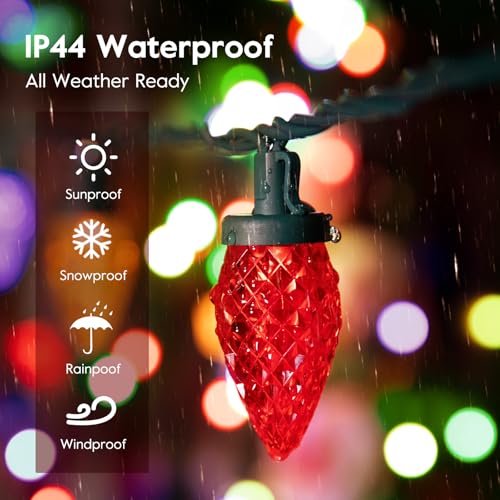 Red and Warm White C9 LED Christmas String Lights
