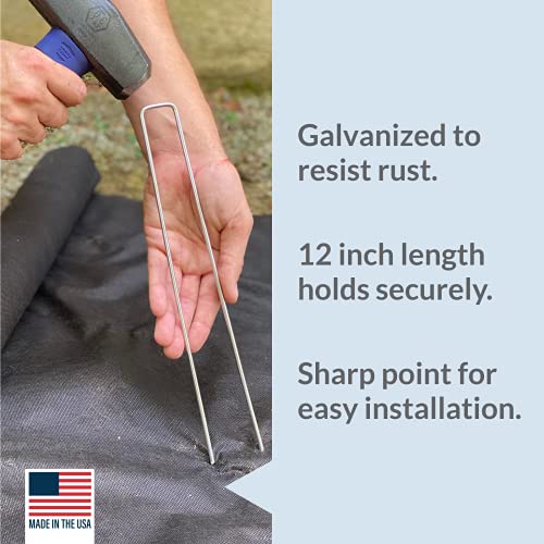 Garden Stakes 12 Inch 9 Gauge Galvanized Steel Landscape Staples