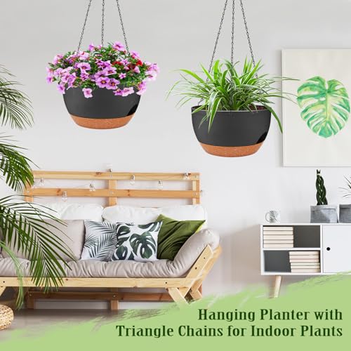 12 Inch Self Watering Hanging Planters with Removable Reservoir (2 Count)
