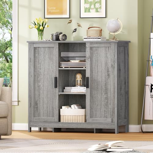 Storage Cabinet with 2 Doors and 4 Adjustable Shelves