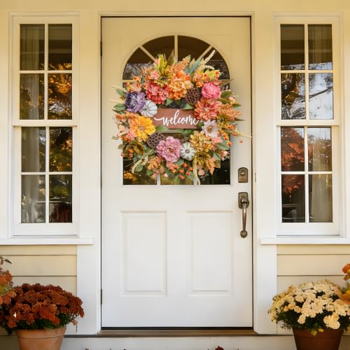 Fall Wreaths for Front Door 24 Inch Autumn Wreath Thanksgiving Door Decor