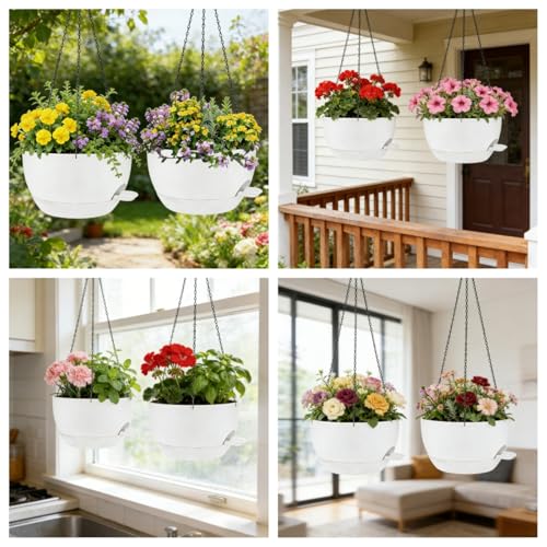 12" Self Watering Hanging Planters with Chains (2 Count)