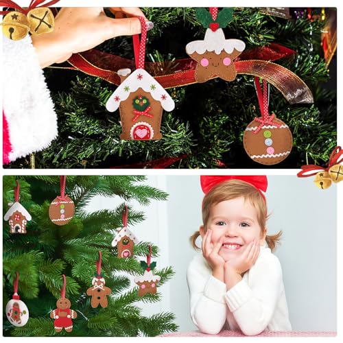8 Pcs 3D Gingerbread Ornaments Felt Gingerbread Christmas Set (8 Count)