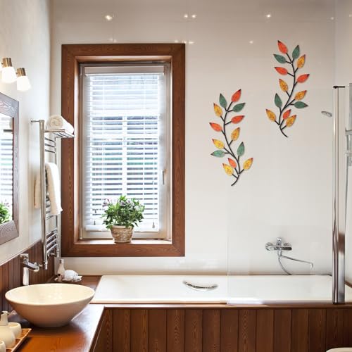2 Pcs Metal Leaf Wall Art Vine Branch Decor (2 Count)