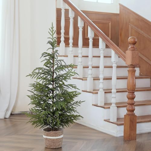 4FT 1Pcs Artificial Norfolk Pine Potted Christmas Tree for Front Door Decor
