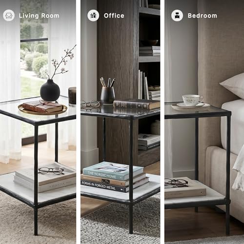 Modern Glass and Marble End Table