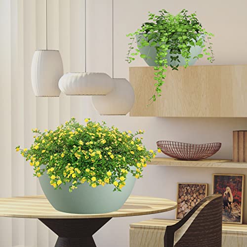 13 inch Large Hanging Planters Plant Pots for Outdoor Indoor Plants with Drainage Holes and Chain (2 Count)