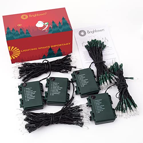 Battery Operated Christmas Lights 4 Pack 18 FT 50 LED Warm White (110 Foot)