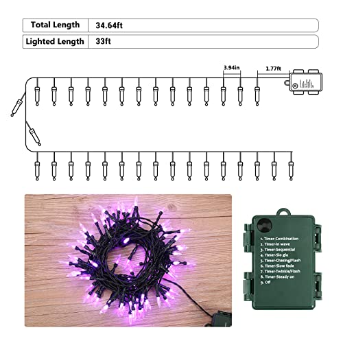 Purple Halloween String Lights Battery Operated