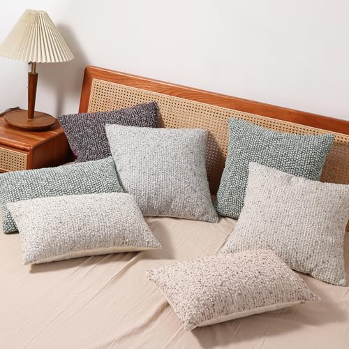 Striped Throw Pillow Covers 12x20 Set of 2 Colorful Purple Textured Boucle Chic Morden Boho Accent Farmhouse Rectangular Lumbar Decorative Couch Pillow Covers for Home Decor Bed Sofa Living Room (2 Count)