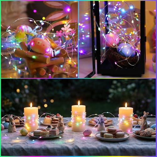 Easter Decorations Pastel Fairy String Lights Battery Operated (33 Foot)