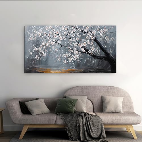 Canvas Wall Art Black And White Floral Wall Art For Living Room 20"X40"