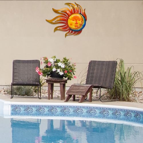 Large Outdoor Metal Glass Sun and Moon Wall Decor Outdoor Sun Moon Wall Art