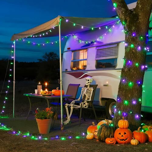 Connectable Purple and Green Halloween Lights Plug (33 Foot)