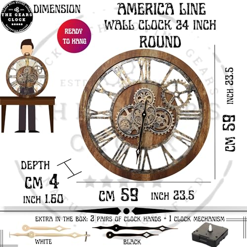 The Gears Clock The Original Real Moving Gear Wall Clock Vintage Industrial Oversized Rustic Farmhouse