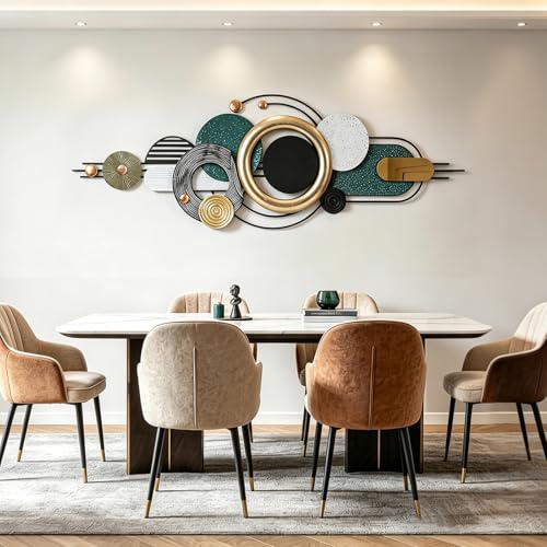 Wall Art Decor Large Metal Wall Art Modern Geometric Circular Decor 59"x21" Wall Sculptures Wall Hanging Decoration for Living Room Dinning Room Bedroom Entryway Kitchen