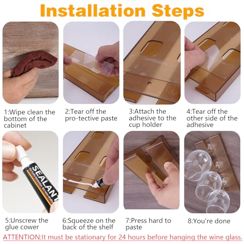 4 Pcs Wine Glass Holder Under Cabinet (4 Count)