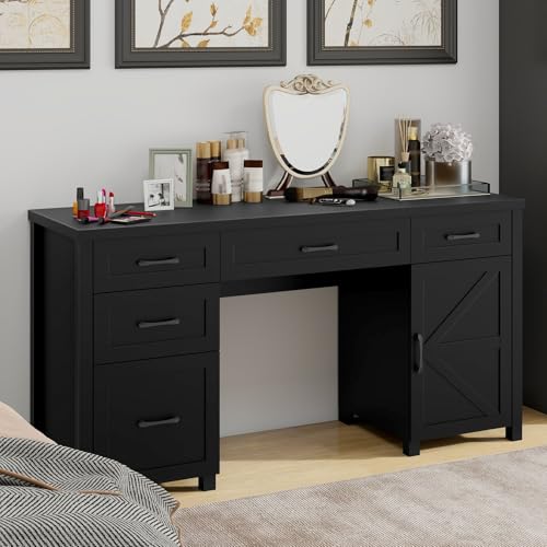Farmhouse 61'' Executive Desk with 5 Drawers