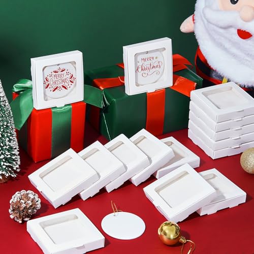 25 Pcs Christmas Sublimation Ornament Blanks Box White (25 Count)
