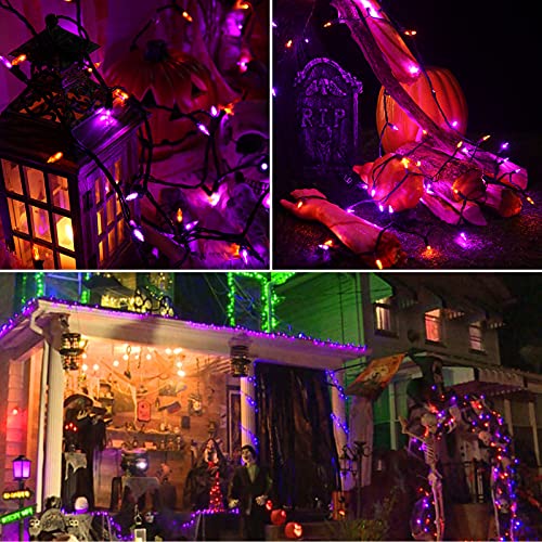ODEERTONIC Orange & Purple Halloween Mini String Lights (35 Foot)