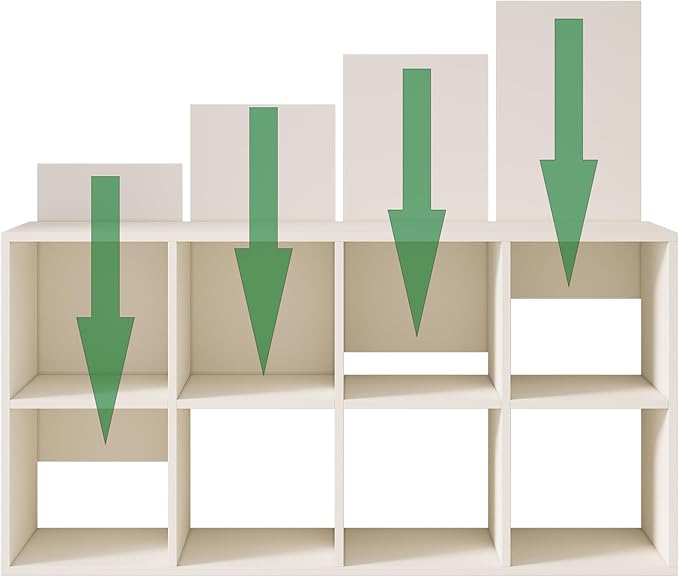 Wood Cube Storage Organizer Closet Cabinet for Living Room Bedroom Study Shelf Bookcase Wooden Floor Standing Open Bookshelf for Kids Home Office Display Storage Cabinet (White, 8-Cube, 11.81in)