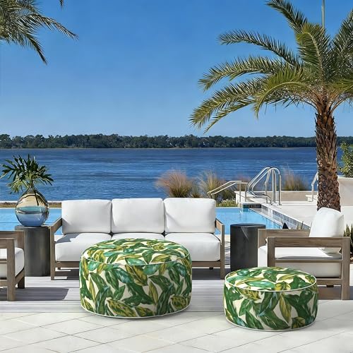 Indoor Outdoor Inflatable Ottoman with Handle D21 x H9 Inch