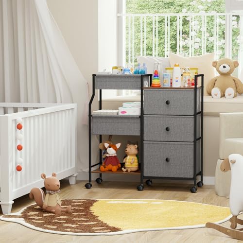 Baby Diaper Caddy Organizer Rolling Cart with Dividers and Drawers (211.6438 Ounce)