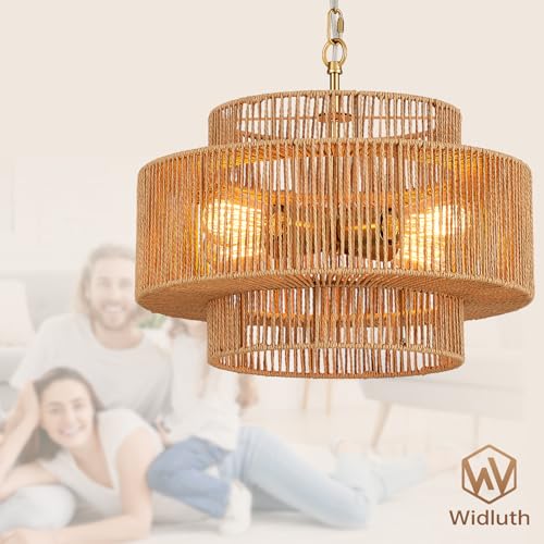 17.7" Gold Rattan Chandelier