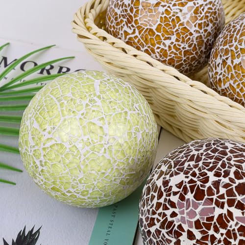 3 Pcs Mosaic Glass Orbs Decorative Balls (3 Count)