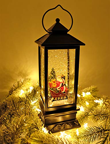 Santa Claus Singing Snow Globe Lantern with 6 Hour Timer