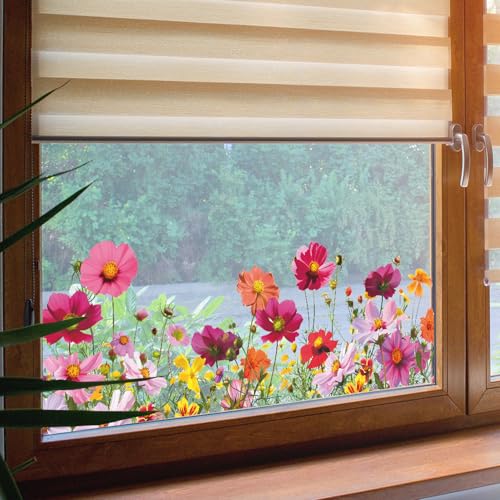 2 Sets 3D Daisy Window Clings Boho Garden Flower Double Sided Wildflower Floral Daisy Window Decals Anti