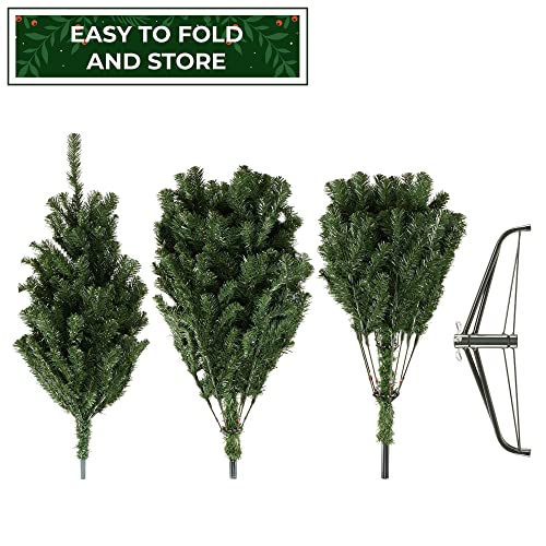 9FT Realistic Green Spruce Unlit Artificial Holiday Christmas Tree with Sturdy Metal Stand