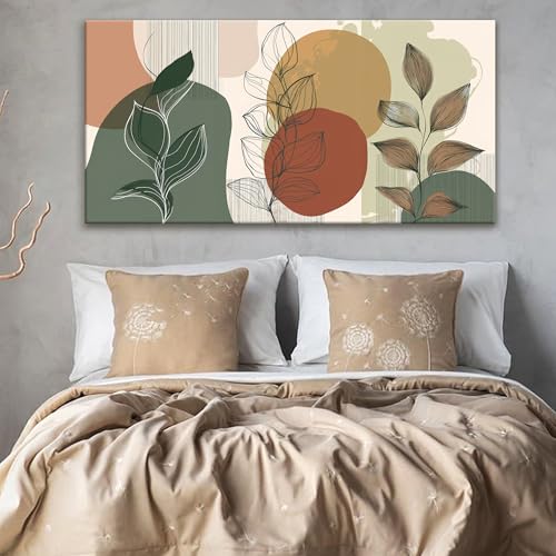 Green Canvas Art Wall Decor Abstract Boho Wall Art For Living Room 24x48