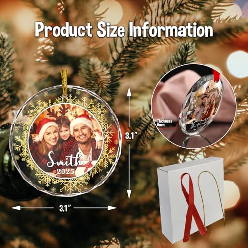 Personalized Family Photo Crystal Ornaments for Christmas