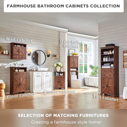 67" Tall Farmhouse Over The Toilet Storage Bathroom Cabinet