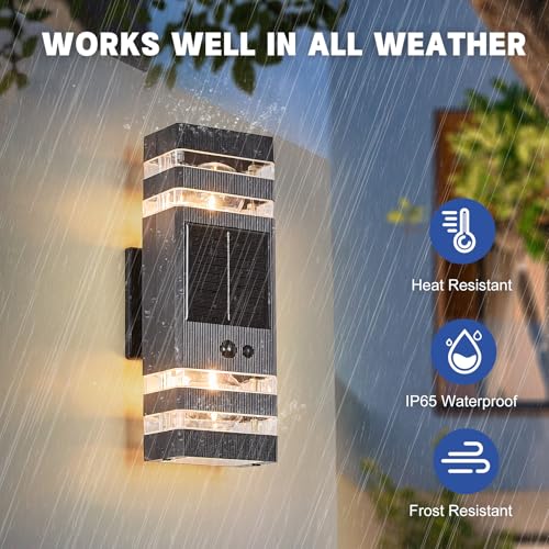 2 Pack Solar Outdoor Wall Lights with 3 (2 Count)