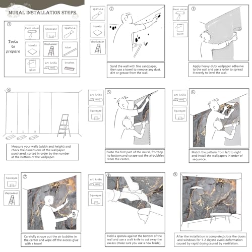 Gray and Gold Marble Wallpaper wall murals for Bedroom 136"x96"