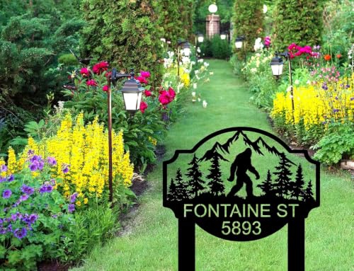 Custom Bigfoot Metal Address Sign with Stake