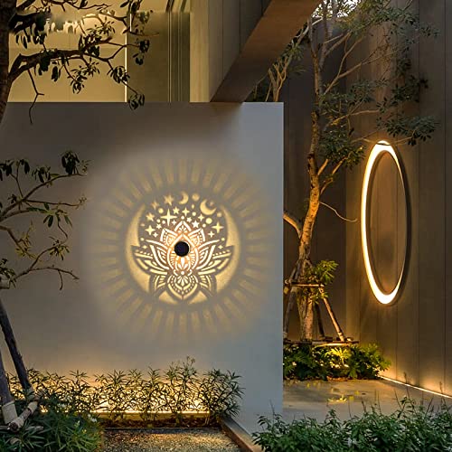 4 Pack Solar Fence Lights Metal Solar Powered Outdoor Wall Deck Lights Lotus Theme Waterproof Fence Light for Garden Post Patio Backyard Yard Decor (4 Count)