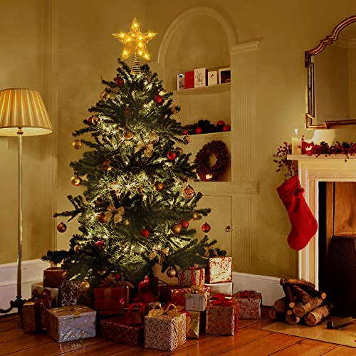 11.8 Inch Christmas LED Gold Star Tree Topper with 20 LED Lights