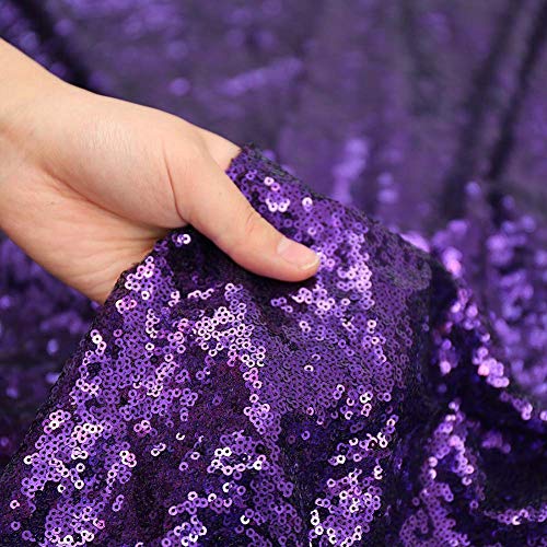Sequin Tablecloth 90x132 Inch Purple for Wedding Halloween Party