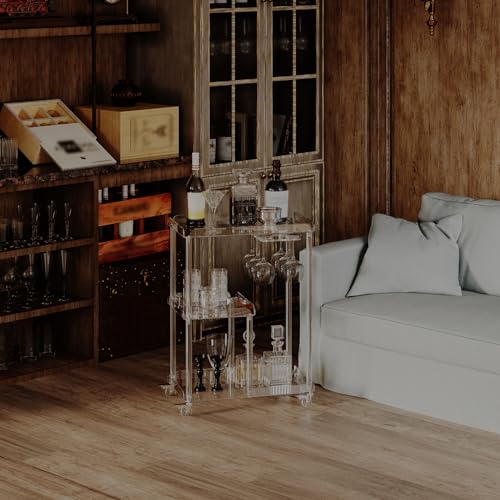 Acrylic Bar Cart with 4 Lockable Wheels