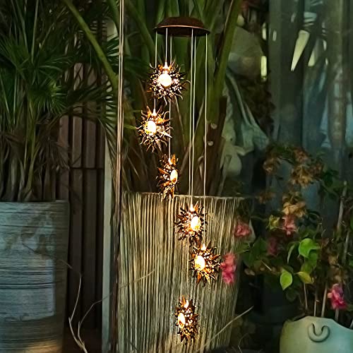 Sun Solar Wind Chimes for Outside Hanging Garden Lights Solar Christmas Decorations Outdoor for Women