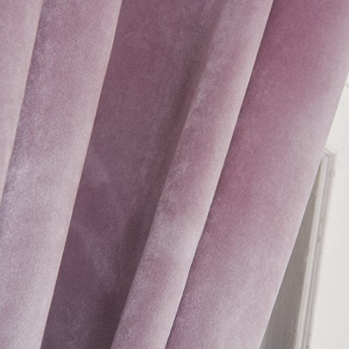 Super Soft Luxury Velvet Curtains Set of 2 Pink Flannel Blackout Drapes Grommet Draperies Eyelet 52Wx108L inch